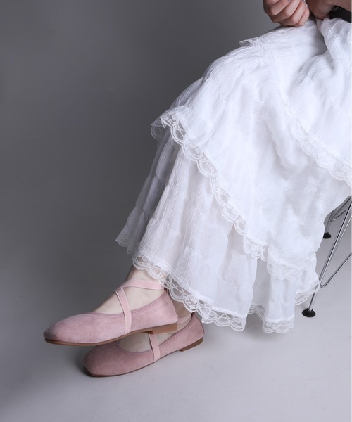 shoes365 バレエシューズ パンプス 「shoes365」スエード素材のクロス