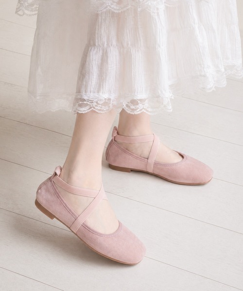 shoes365 バレエシューズ パンプス 「shoes365」スエード素材のクロス