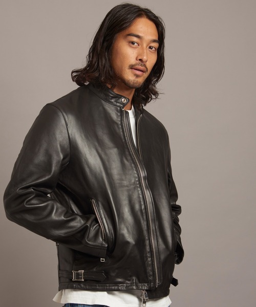 牛革100%　アルマーニエクスチェンジ シングル　ライダース　ブラック　S　本革 ARMANI EXCHANGE 革ジャン ライダース 「A|X アルマーニ