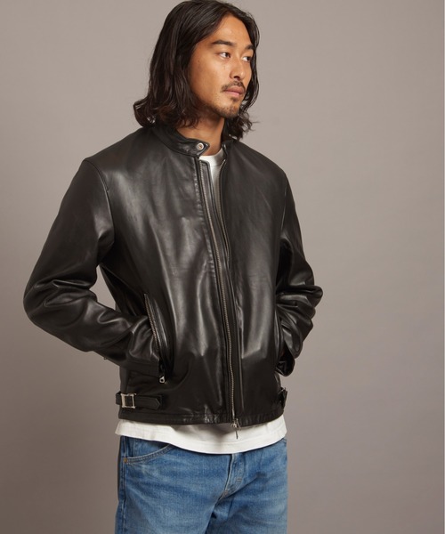 ジャックローズ 山羊革 レザー シングル ライダース キャメル 本革 L JACKROSE|JAANTIQUE 山羊革レザーシングルライダースジャケット