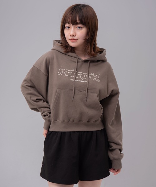 パーカー 「mahagrid/マハグリッド」 THIRD LOGO CROP HOODIE/サードロゴ クロップ プルオーバーパーカー レディース