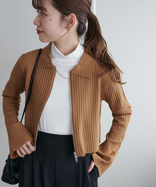 カーディガン スポンディッシュ衿付きWジップカーディガン「WEB限定カラーあり」 レディース スポンディッシュ衿付きWジップカーディガン《WEB限定カラーあり