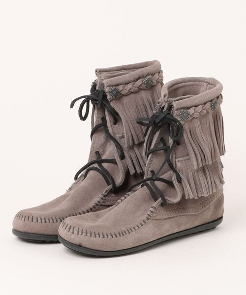 Minnetonka ブーツ 「MINNETONKA」ダブルフリンジ トランパー