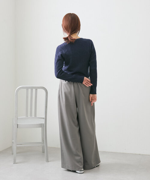 w closet カーディガン 「4色展開」ケーブル刺繍フリル