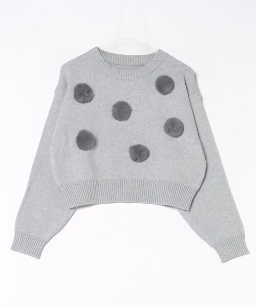 ニット セーター ファーボンボン付きニットプルオーバー レディース STYLEBLOCK ニット セーター ファーボンボン付きニットプル