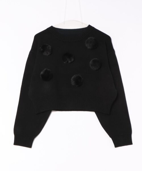 ニット セーター ファーボンボン付きニットプルオーバー レディース STYLEBLOCK ニット セーター ファーボンボン付きニットプル