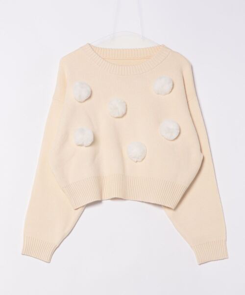 STYLEBLOCK ニット セーター ファーボンボン付きニットプル