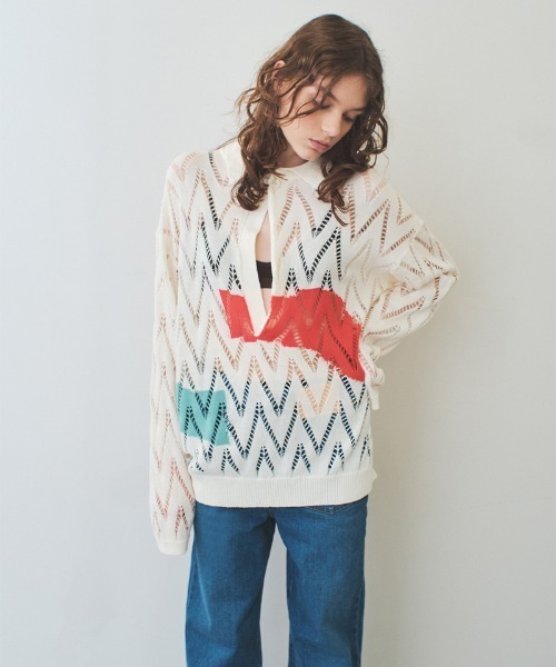 ニット セーター 「soduk」painting knit polo レディース : ZOZOTOWN
