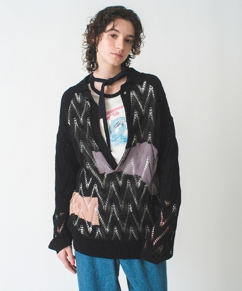 ニット セーター painting knit polo レディース