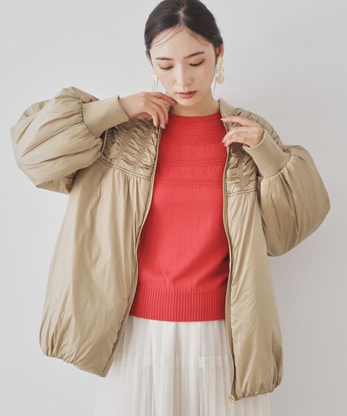 SunaUna ブルゾン アウター 「裾バルーン／袖口リブ」中綿コート
