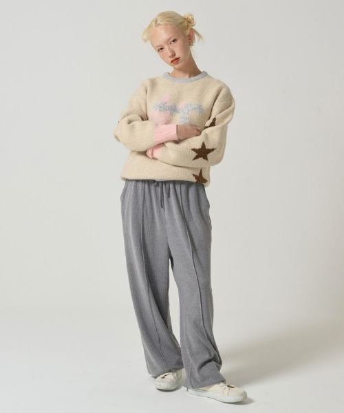 ニット セーター ジャガード ロゴニットプルオーバー TINA：JOJUN レディース TINA：JOJUN ニット セーター ジャガード ロゴニットプル