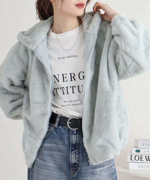 mitis（ミティス） ムートンコート ボアコート フェイクファー フード