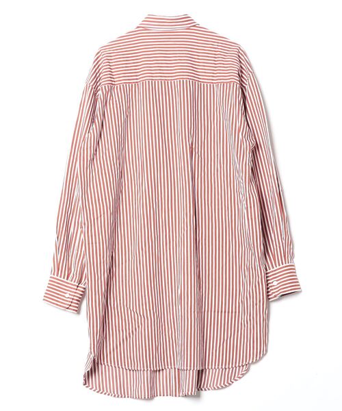 PLAN C」 ストライプ柄シャツワンピース 38 ブラウン レディース 