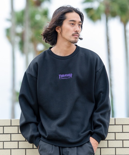 トレーナー スウェット 「THRASHER/スラッシャー」バックプリント＆刺繍C/N長袖 トレーナー レディース メンズ THRASHER トレーナー スウェット 「THRASHER/スラッシャー