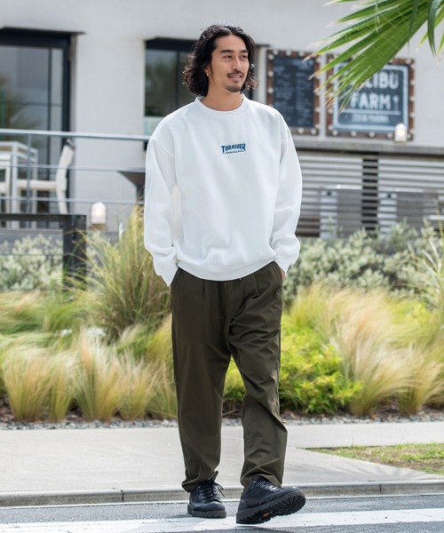 トレーナー スウェット 「THRASHER/スラッシャー」バックプリント＆刺繍C/N長袖 トレーナー レディース メンズ THRASHER トレーナー スウェット 「THRASHER/スラッシャー