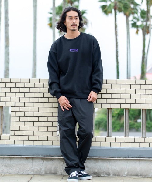 トレーナー スウェット 「THRASHER/スラッシャー」バックプリント＆刺繍C/N長袖 トレーナー レディース メンズ THRASHER トレーナー スウェット 「THRASHER/スラッシャー