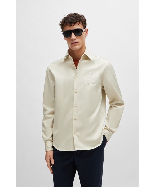 ヒューゴボス ポルシェコラボ シャツ HUGO BOSS (ヒューゴボス) ケントカラー シャドーストライプ