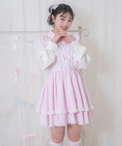 Honey Cinnamon（ハニーシナモン） ワンピース リボン配色パステル