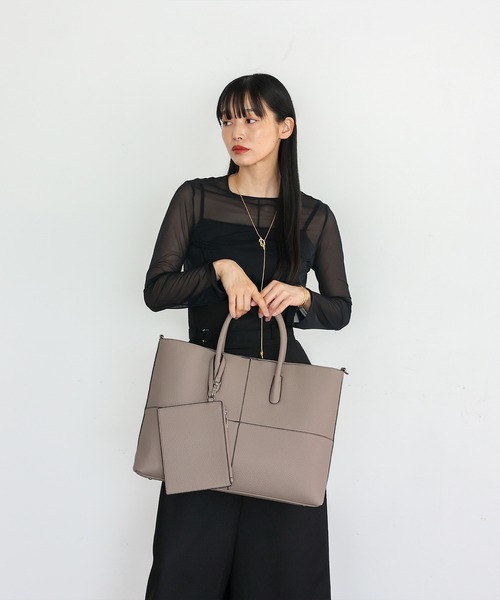 fCoach ブラック トートバッグ　2WAY VitaFelice（ヴィータフェリーチェ） トートバッグ ポーチ付き2way