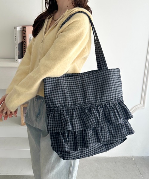 CLEA トートバッグ 大きめ 「A4サイズ対応」2wayフリルトートバッグ