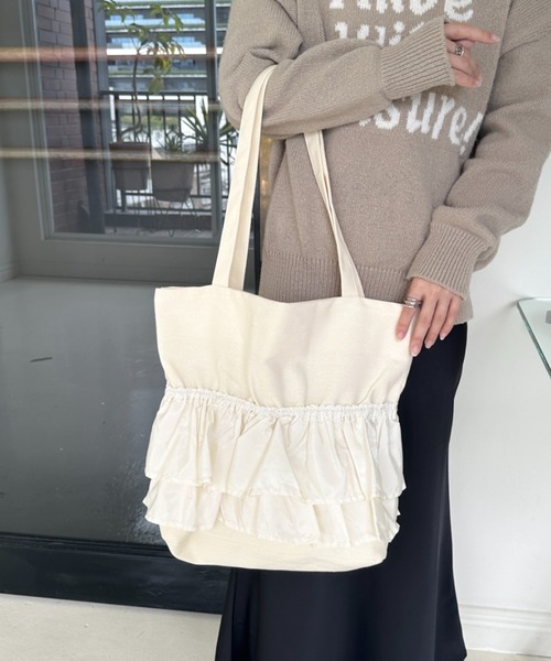 CLEA トートバッグ 「A4サイズ対応」2wayフリルトートバッグ
