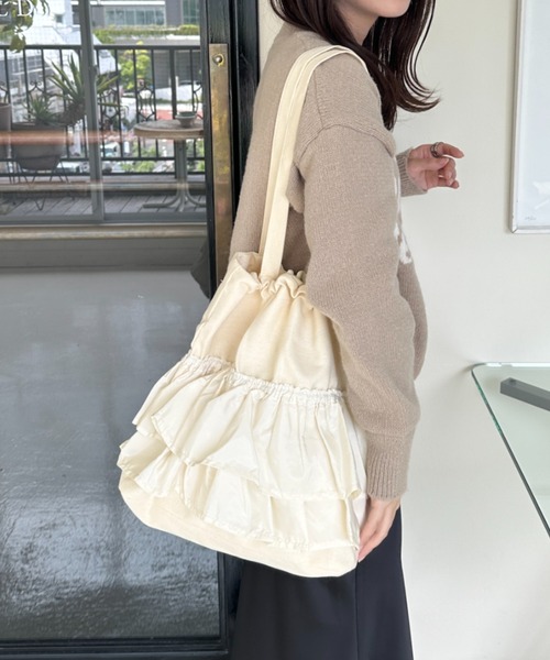 CLEA トートバッグ 「A4サイズ対応」2wayフリルトートバッグ