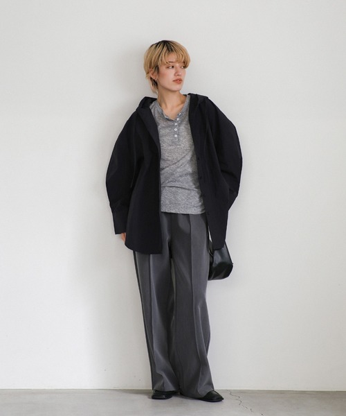 ブラウス シャツ フード付きナイロンシャツ レディースの画像