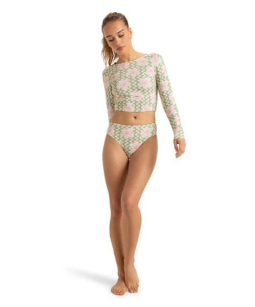 ROXY 花柄ラッシュガード 上下セット☆☆ ROXY ラッシュガード HIBISCUS DAZE CROP L /ロキシー花柄