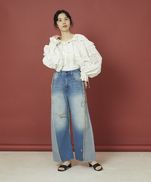 Freada（フリーダ） ジーンズ デニム デニムパンツ 配色カーブデニム