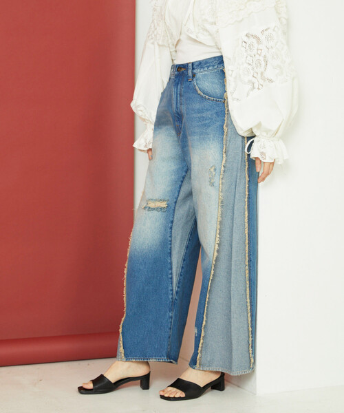 Freada（フリーダ） ジーンズ デニム デニムパンツ 配色カーブデニム