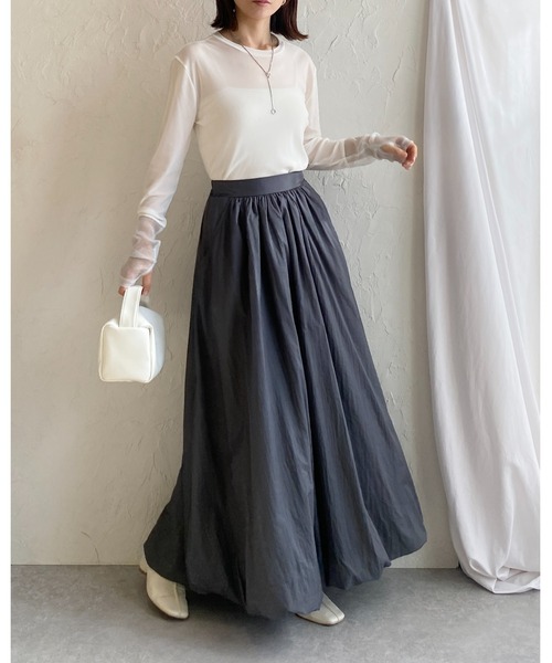 She's Closet tシャツ フィンガーホール配色長袖切り替えラメシアー