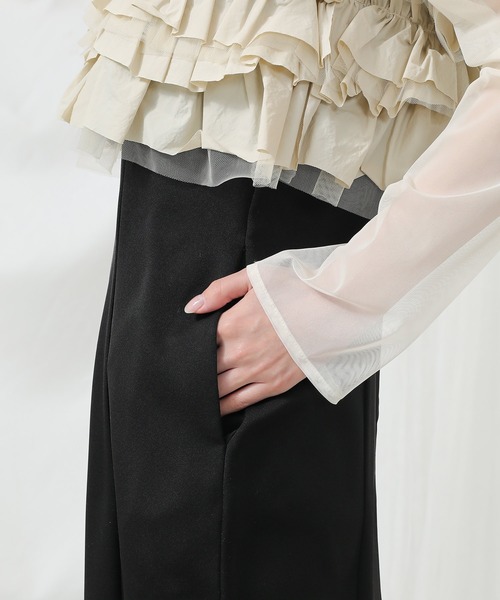 Kana ドレス ボリュームフリルベスト シアートップス キャミワンピ