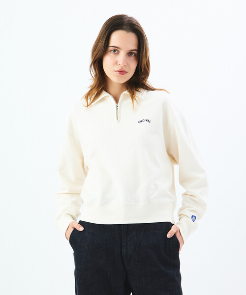 トレーナー スウェット ORCIVAL | コットン裏毛 ハーフジッププルオーバー WOMEN レディース