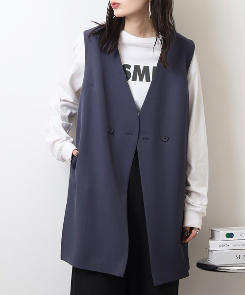 ベスト ジレ EGLANTINE ノーカラージレ レディース