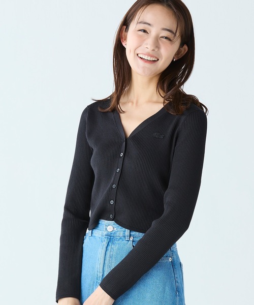 カーディガン UVカット クールマックスリブニットカーディガン レディース LACOSTE カーディガン UVカット クールマックスリブニット