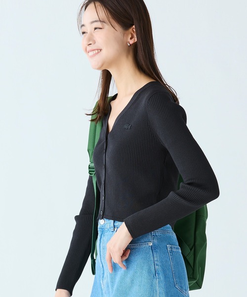カーディガン UVカット クールマックスリブニットカーディガン レディース LACOSTE カーディガン UVカット クールマックスリブニット