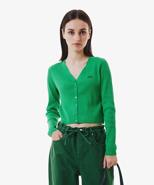 【5/3まで】 LACOSTE ラコステ uvカット リブカーディガン LACOSTE（ラコステ） カーディガン UVカット クールマックスリブニット