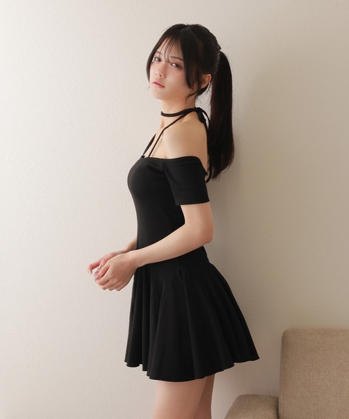 M DOLLY ワンピース off shoulder halter mini dress/オフショルダー