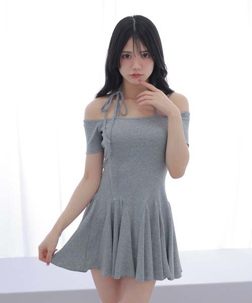 M DOLLY ワンピース off shoulder halter mini dress/オフショルダー
