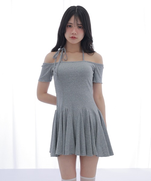 M DOLLY ワンピース off shoulder halter mini dress/オフショルダー