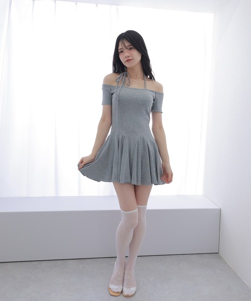 M DOLLY ワンピース off shoulder halter mini dress/オフショルダー