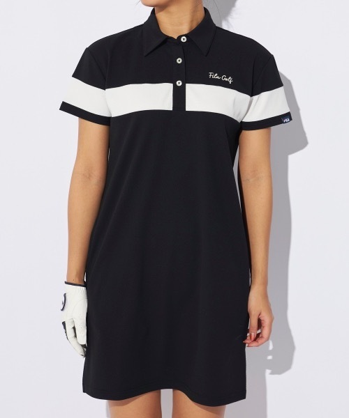 美品 FILA GOLF ゴルフワンピース 4L 大きいサイズ ブラック FILA GOLF ワンピース 半袖 「FILA GOLF/フィラゴルフ」レディース