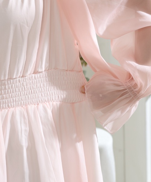 Lace Ladies（レースレディース） ワンピース 肩リボン シフォン オフ