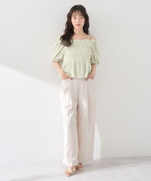 ブラウス シャツ 2wayオフショルジャガードブラウス レディース JUNOAH 