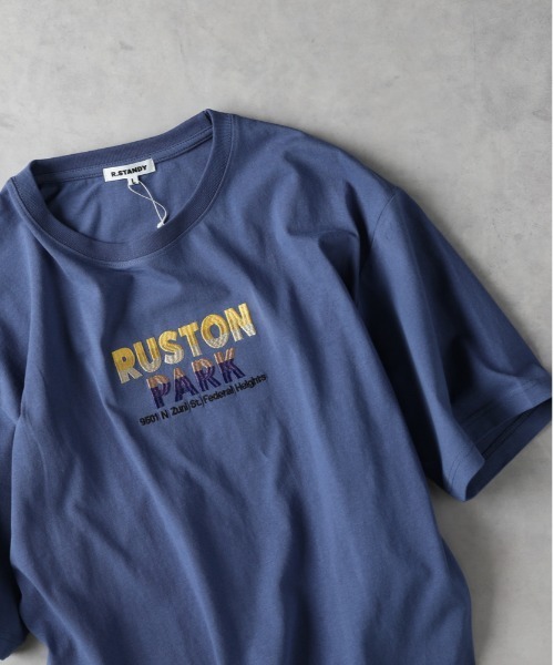 Right-on tシャツ タイポグラフィック刺繍Tシャツ メンズ