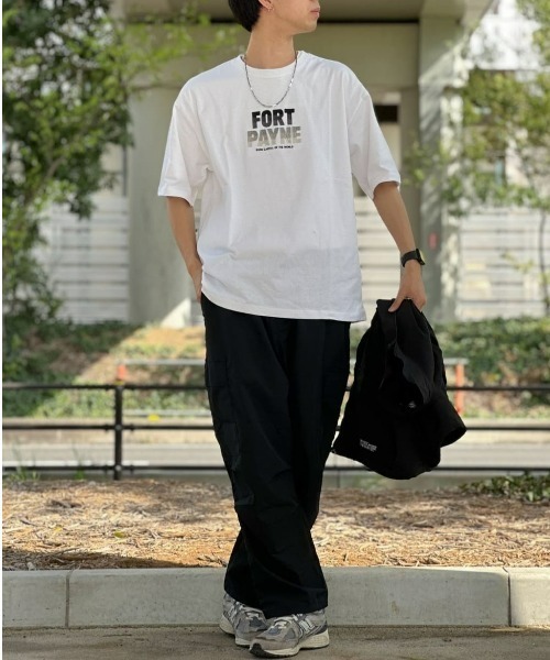 サグクラブ黒 ロゴ刺繍 ルーズフィットTシャツ 着丈65 身幅55 バック刺繍プリント半袖Tシャツ(M ブルー): トップス｜Right-on