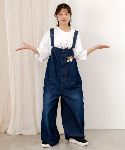 ScoLar Parity 352107：クマのおちり刺繍サロペット ScoLar Parity オーバーオール サロペット 352107：クマのおちり