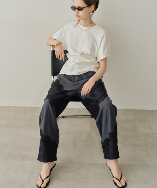 スラックス パンツ Lace design slacks / レースデザイン