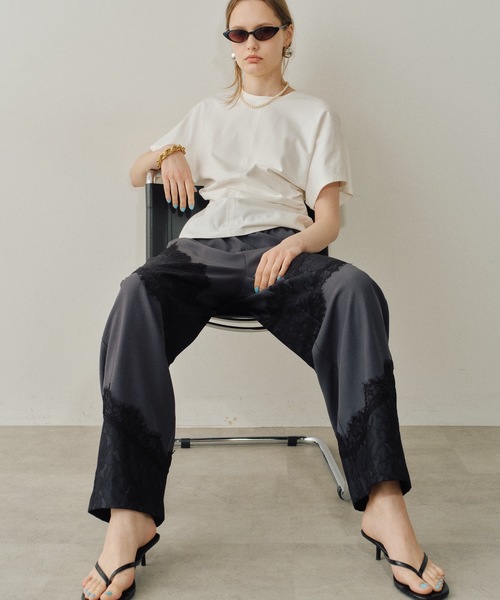 スラックス パンツ Lace design slacks / レースデザイン