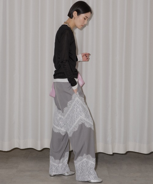 スラックス パンツ Lace design slacks / レースデザイン